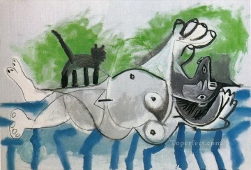 Pablo Picasso Painting - Pañal desnudo y gato IV 1964 cubismo Pablo Picasso